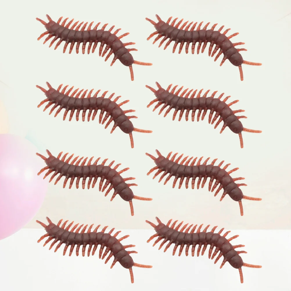 100 Pcs/1 Toys Halloween Tricky Props April Fools Day Artificial Centipede Fake Brown