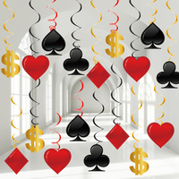 Casino Theme Party Decorations Las Vegas Hanging Swirl Red Black Poker Paper Cutouts Party Ceiling for Casino Night Supplies