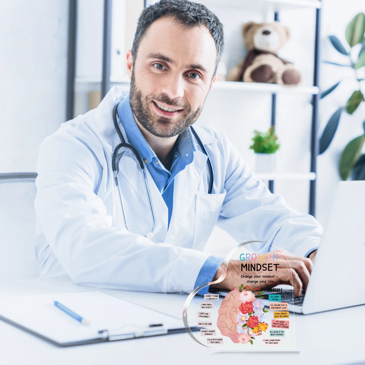 1 قطعة ديكور العقل النمو ، العلاج بالصحة العقلية مكتب غرفة الاكريليك علامة ، أقوال إيجابية هدايا ملهمة لطلاب المعلم