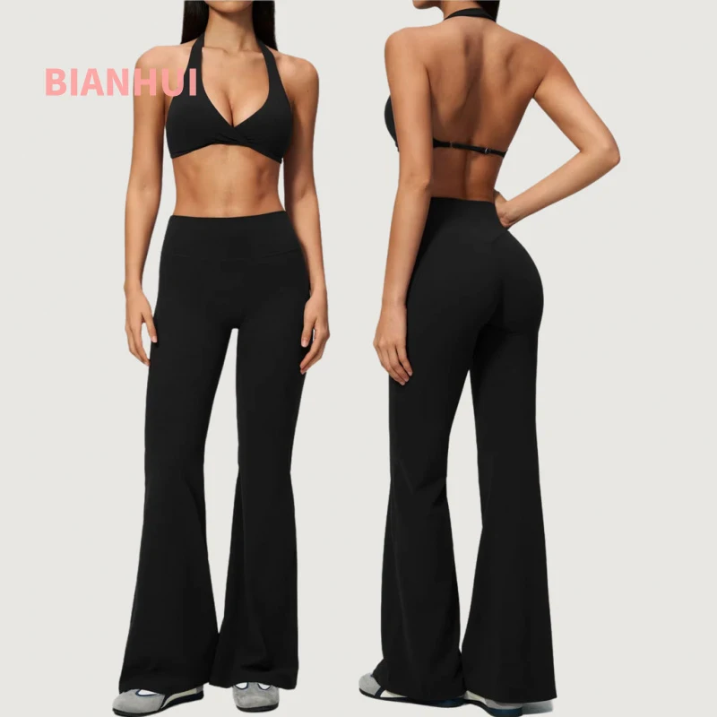 Workout Clothes Athletic Wear Gym Outfits New Brushed Yoga Set V Backless Tummy Tight-fitting Butt Fitness Running Sports Suit