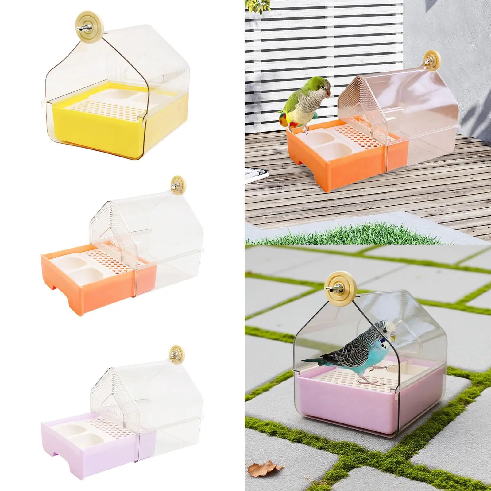 

Hanging Bird Bath with Feeder Stable Multifunction Easy Cleaning Bird Bathtub