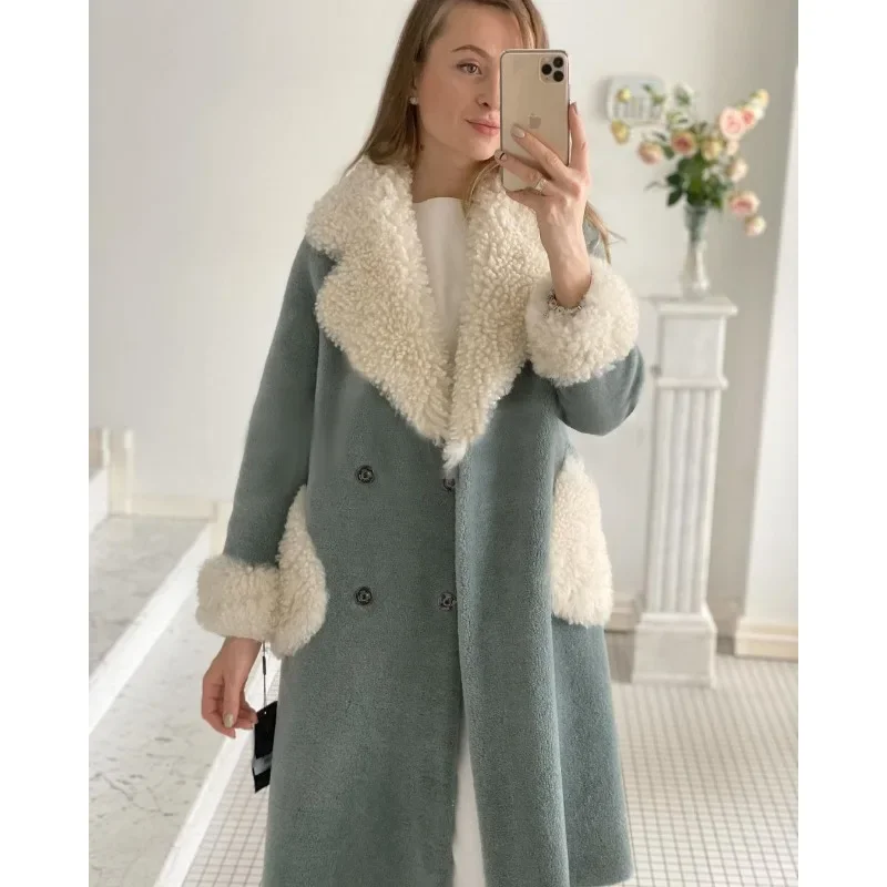 Women Fashion Winter Fur Jacket Elegant Y2K Outdoor Long Overcoat Lady Keep Warm Casual Plush Woolen Cardigan Coat