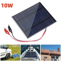 12V 10W Solar Panel Portable Polysilicon Panel Outdoor DIY Solar Charging Panel With Clip For 9-12V Battery Charging