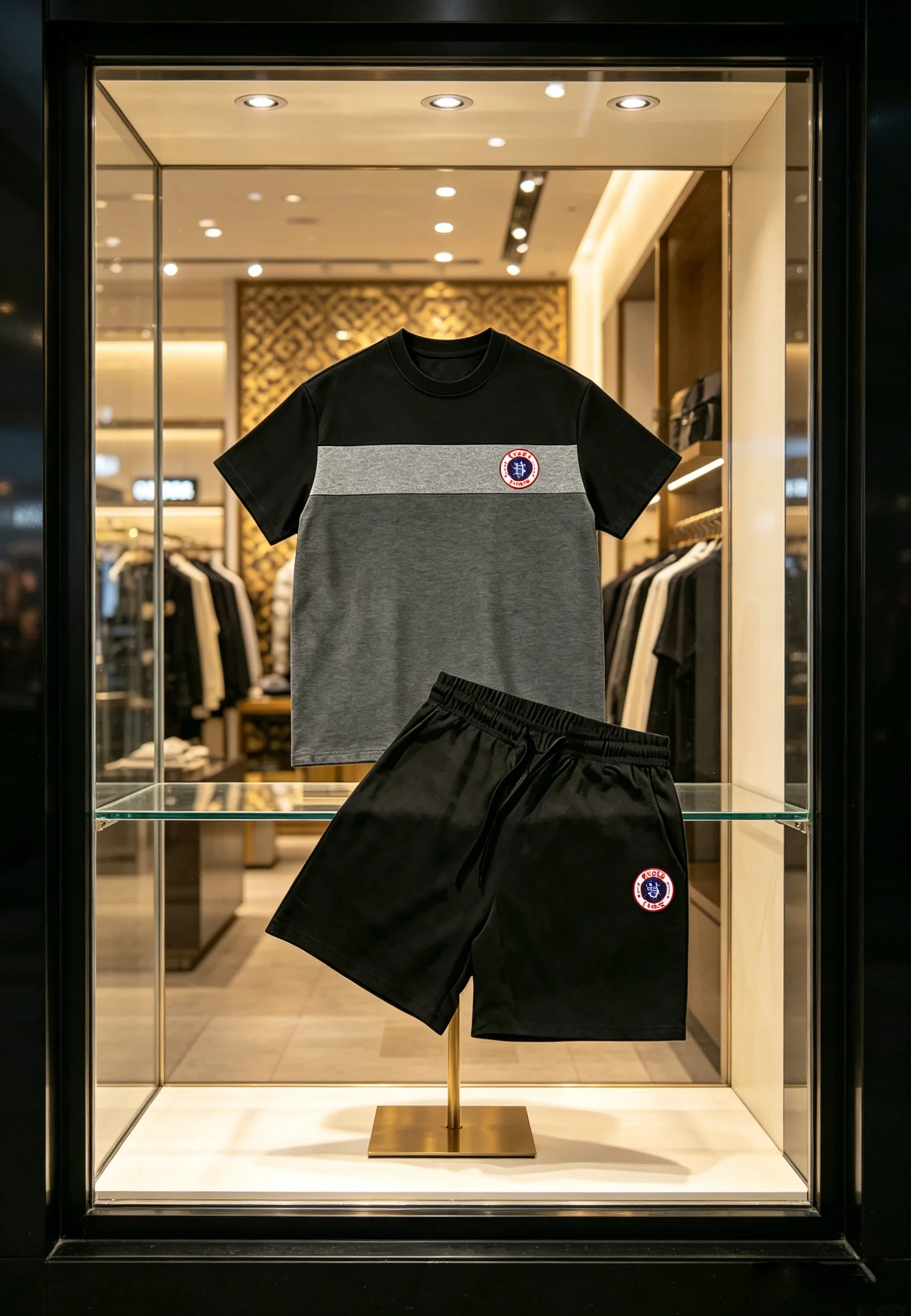 

Men’s Summer 2-Piece Outfit, "KINGS" Print Patchwork Tee + Shorts, for Work, Gym & Daily Wear