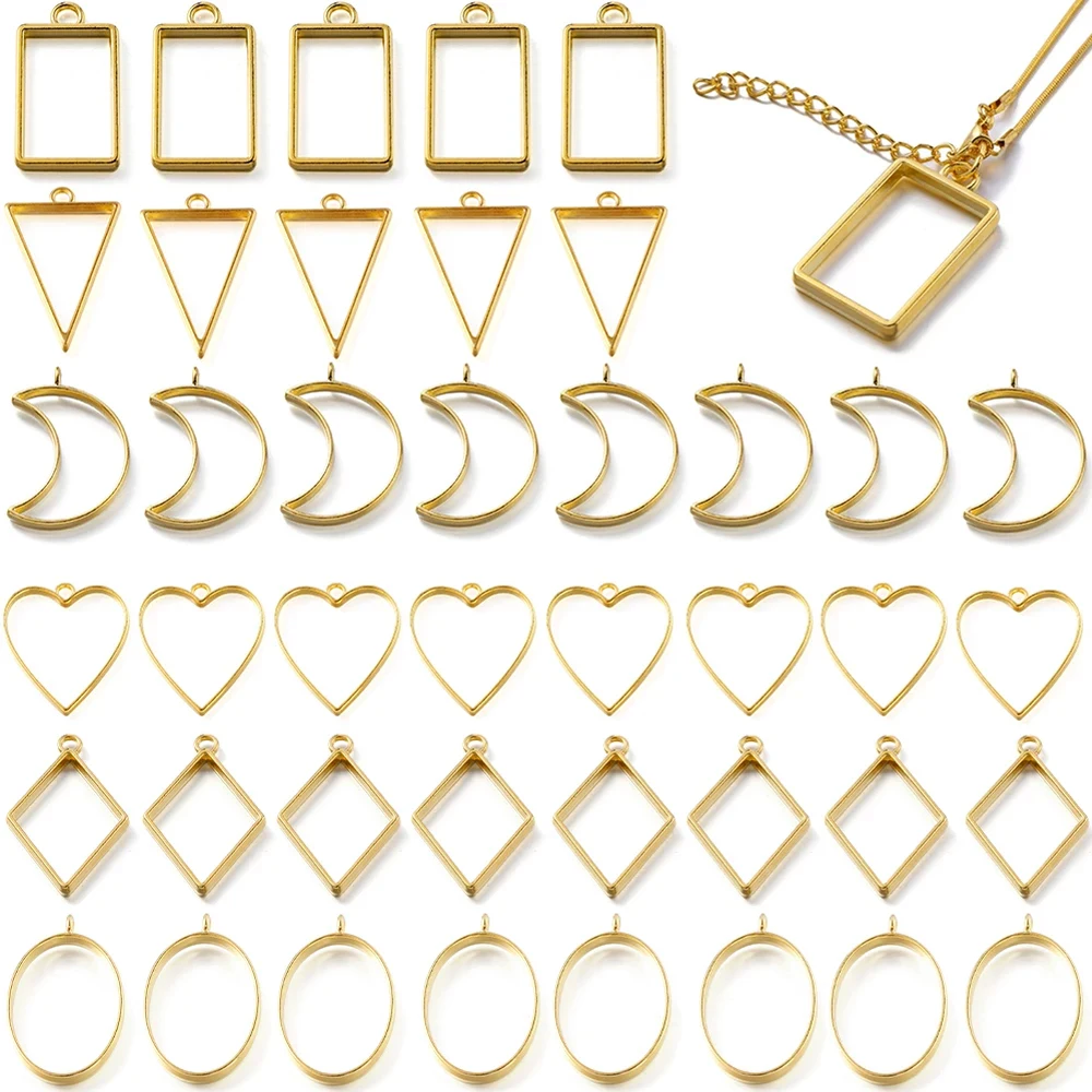 

10Pcs Geometric Figure Charm Hollow Glue Blank Pendant Tray Bezel Charms DIY Handmade Bezel Mold For Jewelry Making Wholesal