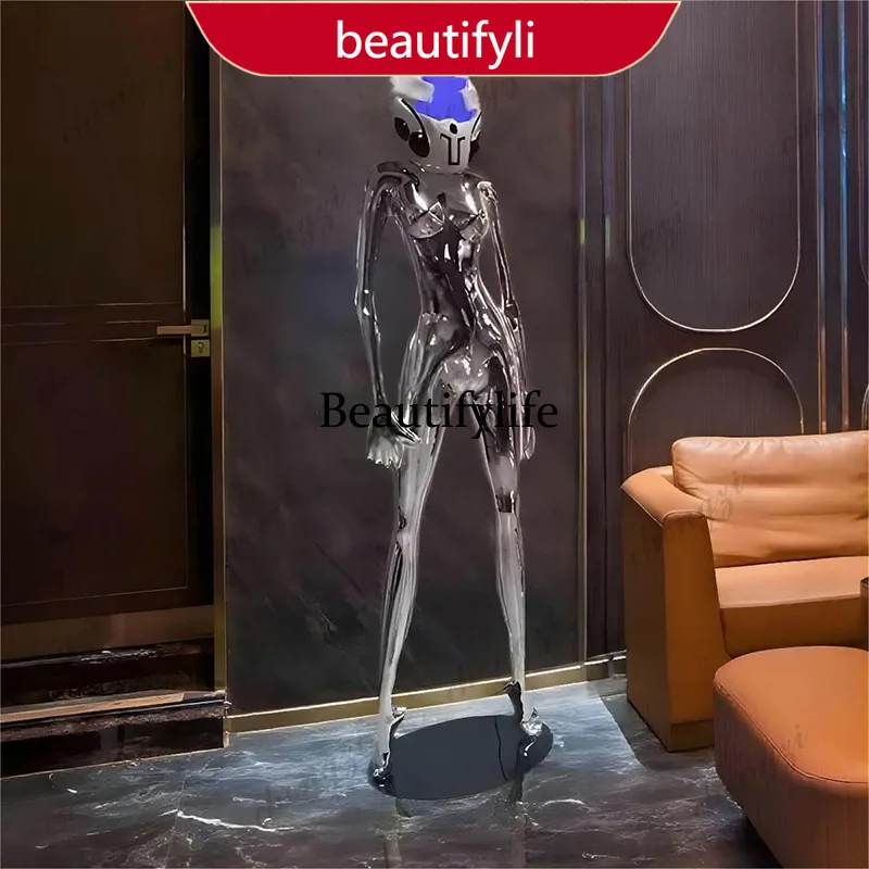 03 Punk Goddess Sculpture Floor Lamp Ornament Electroplated Fiberglass Sculpture For Hotel and Bar Use