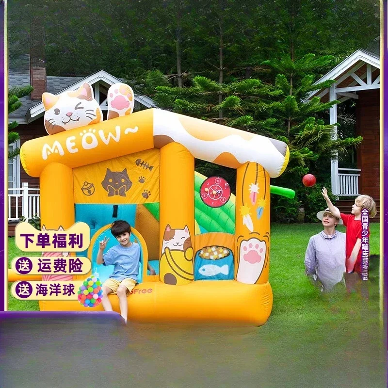 

Cat bouncy castle family indoor small trampoline household outdoor large slide naughty castle