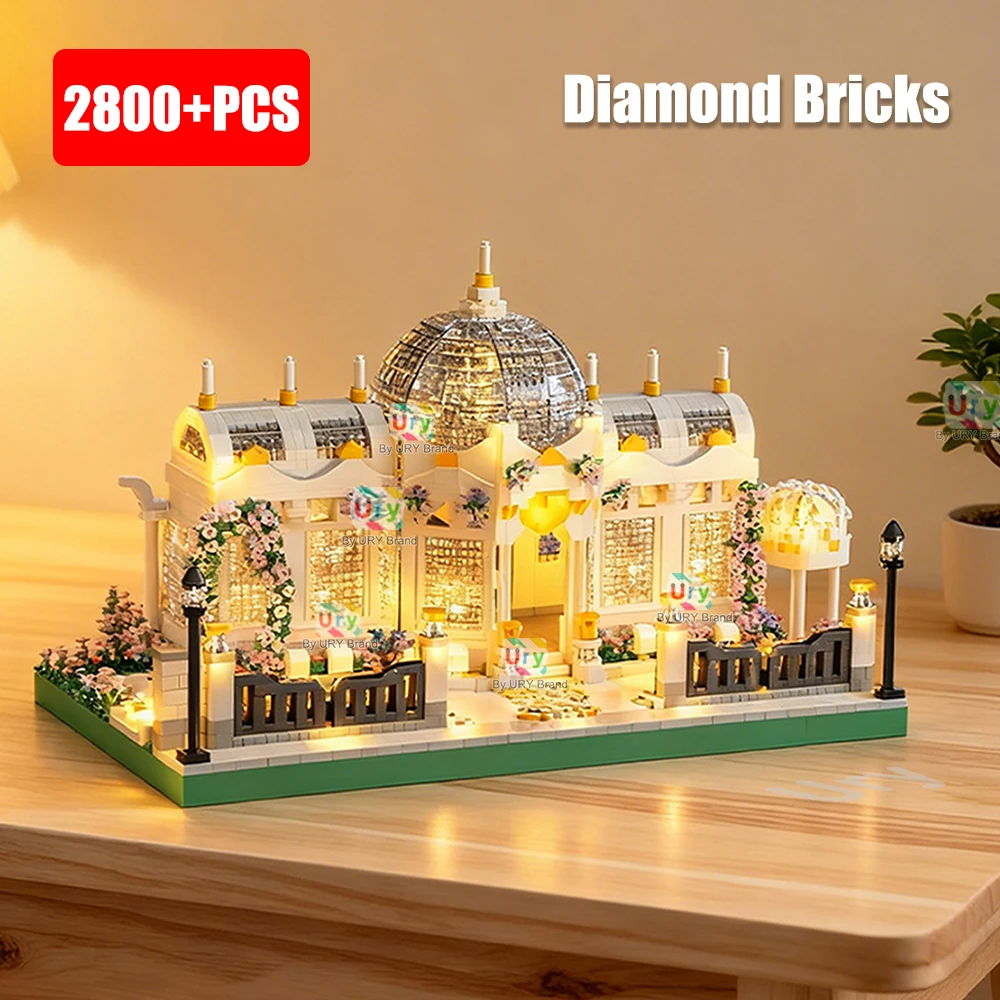 Ville rue vue modulaire rétro blanc jardin Villa manoir maison de fleurs avec Architecture lumineuse blocs de construction ensembles jouets pour enfants