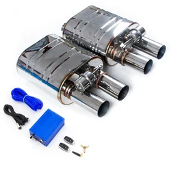 1Pair Universal 2/2.5/3 Inch Exhaust Muffler single inlet double outlet H type Vacuum Muffler Pump Cutout Valve Control Sets L&R