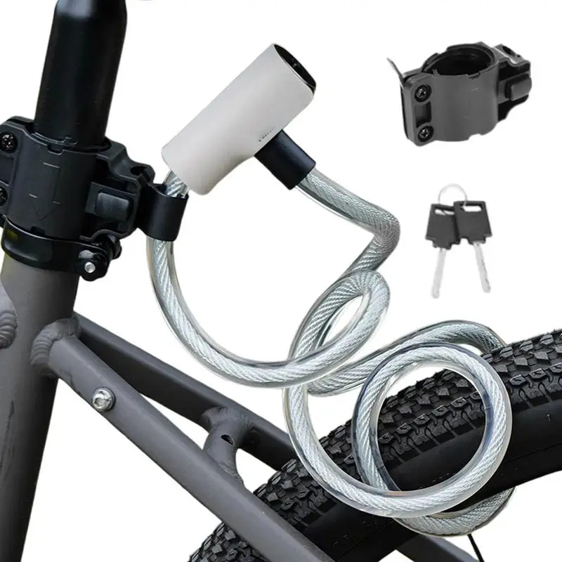 

Кабельный замок 3,94 фута, цепь для электрического велосипеда, противоугонный замок, противоугонная защитная цепь с ключом, длинный монтажный кронштейн, аксессуары для велосипеда