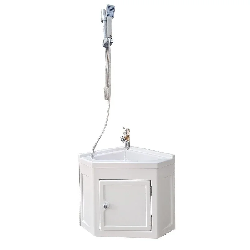 RV bathroom corner wash basin, shower washbasin triangular basin with storage space