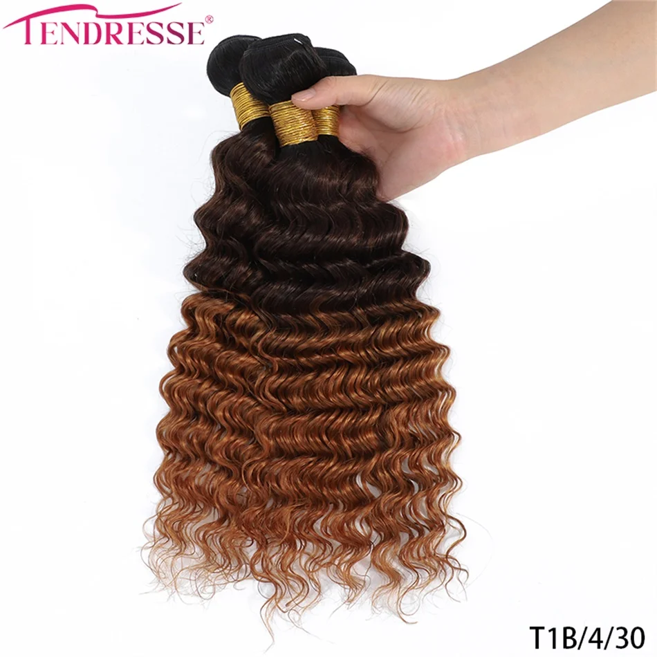 Tendresse-Mongolian Curly Weave Extensões, Deep Wave Cabelo Pacotes, Ombre Loiro, 100% Cabelo Humano, 3 Pacotes