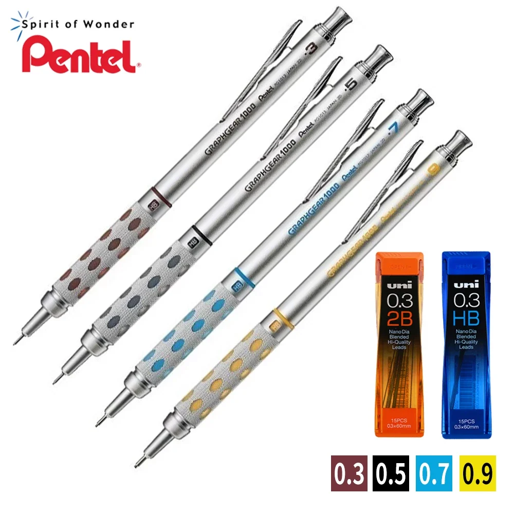 

Japan Pentel Mechanical Pencil PG1000 Graph Gear 0.3/0.5/0.7/0.9mm Metal Low Center of Gravity Drawing Stationery Art Supplies