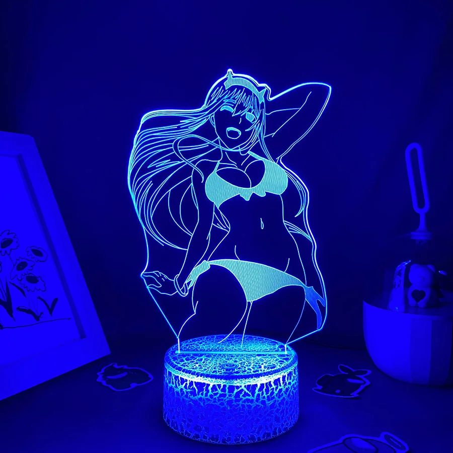 Anime Zero Two Figure 3D LED Neon Nightlights Birthday Gift for Friends Otaku Bedroom Table Decor Manga Sexy Girl 02 Lava Lamp