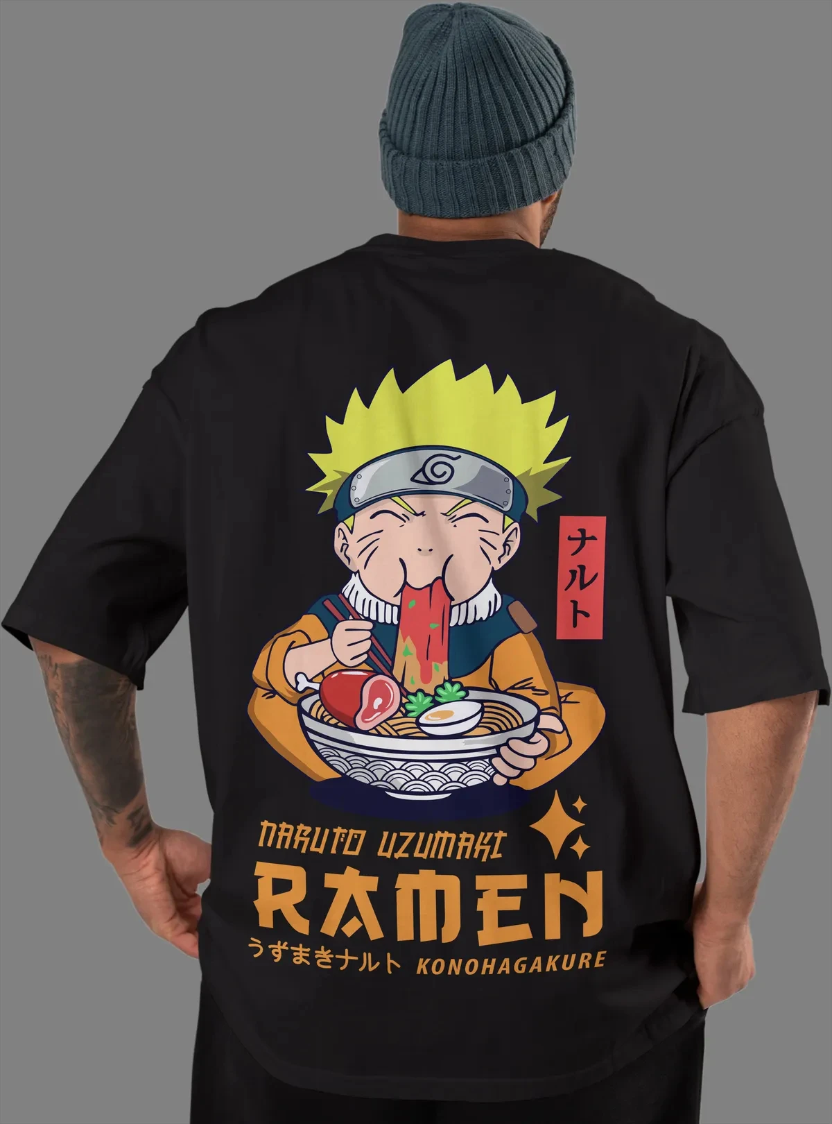 Camiseta Naruto Uzumaki para hombre, camiseta gráfica Ichiraku Ramen de verano, ropa informal de manga japonesa, camiseta holgada de manga corta