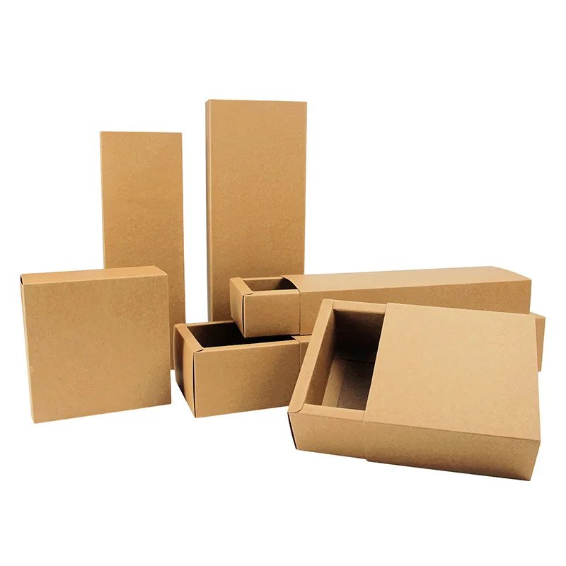 Kraft Paper Gift Packing Box White Brown Blakc Color Party Cookie Candy Cake Boxes Sliding Cardboard Packaging Box