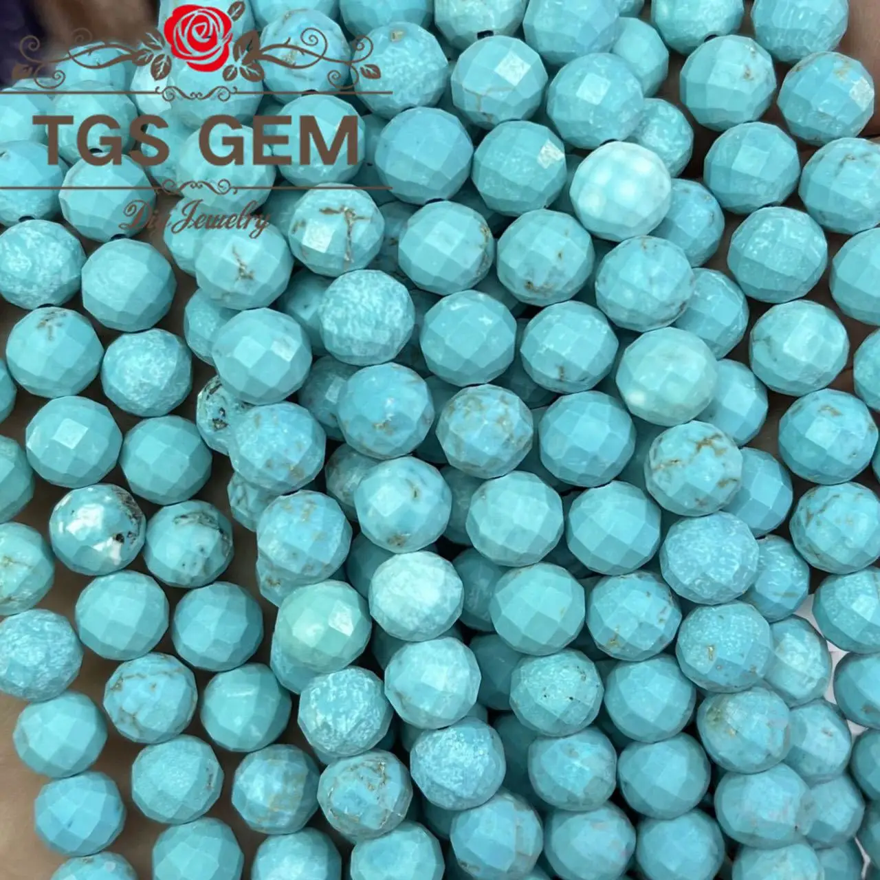 

factory wholesale Engraved hard cut round bead natural stoneAAA Blue turquoise pattern small cut scatteredDIY jewelry Hot