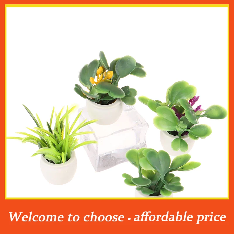 **1pc new Plastic 1:12Dollhouse Miniature Green Plant In Pot Furniture Home Decor Accessories
