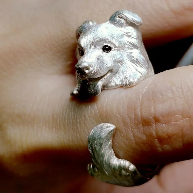 Newly Arrived Jewelry - Fine Carving Two-tone Collie Open Ring UNISEX Pet Enthusiasts Cute and Interesting Eye-catching Rings