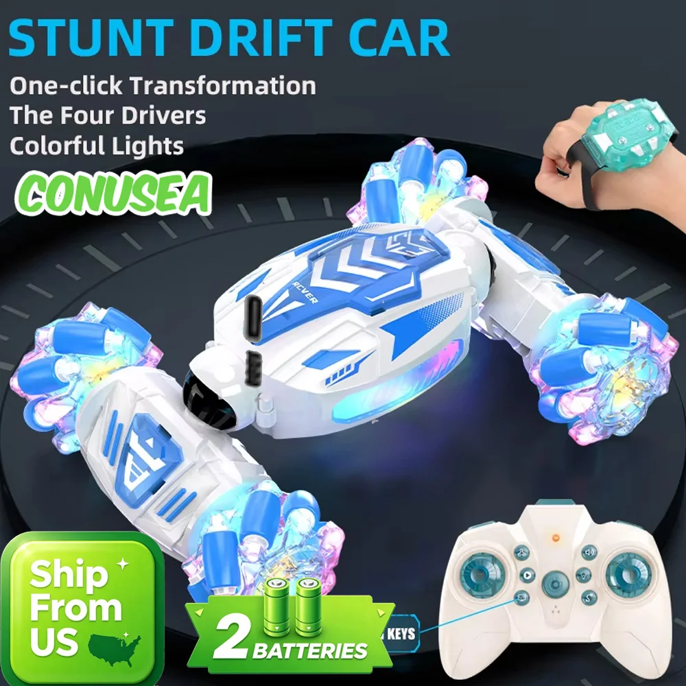 Dual Remote Control Cars Twist Drift Climbing Vehicle Electric Car Lights Music Stunt Toys for Kids Girls Boys Children Gift
