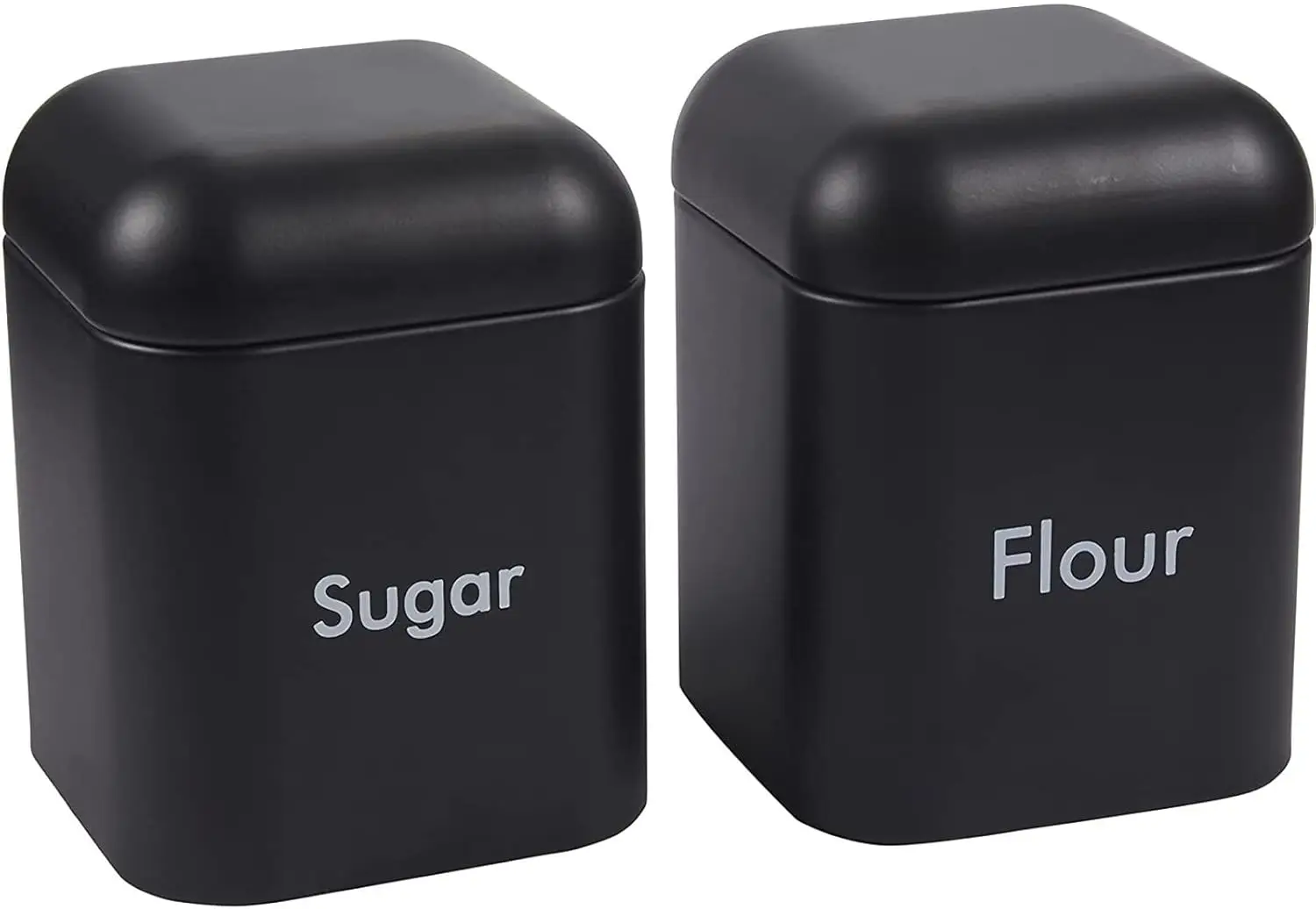 

Flour & Sugar Storage Containers - Set of 2, 40 oz, Black Iron, Airtight with Silicone Gasket