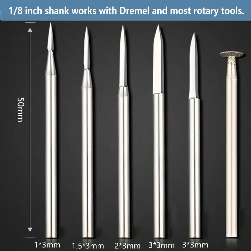 Dremel 로타리 도구 용 나무 조각 드릴 비트 세트, 6Pcs 조각 드릴 액세서리 고속 강철 소재, V 그루브 컷