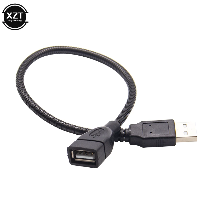 NEW USB Male To Female Extension Cable LED Light Fan Adapter Cable Flexible Metal Hose Power Supply Cord 4 Copper core