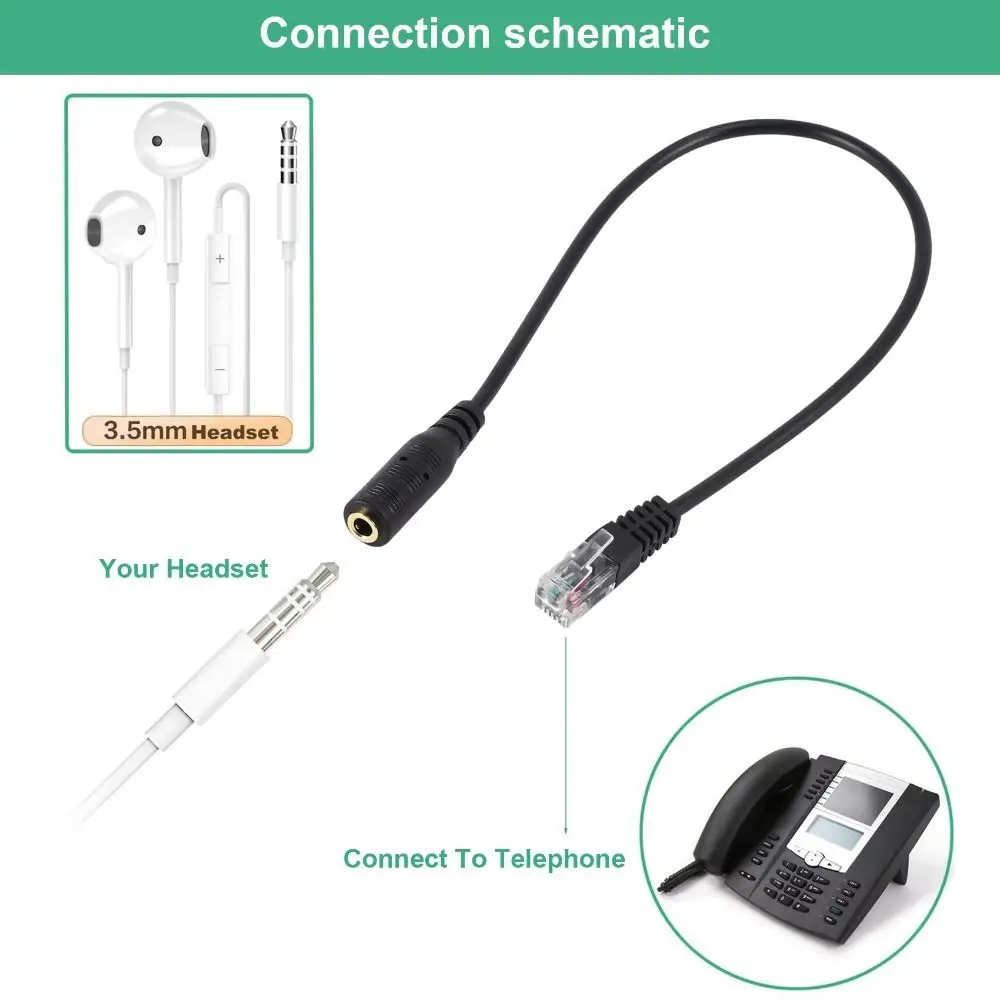 Professional 3.5mm to RJ9 RJ9 Adapter Cable Spare Parts Replace RJ9 Connector Universal 3.5mm Jack Adapter Cable Phone