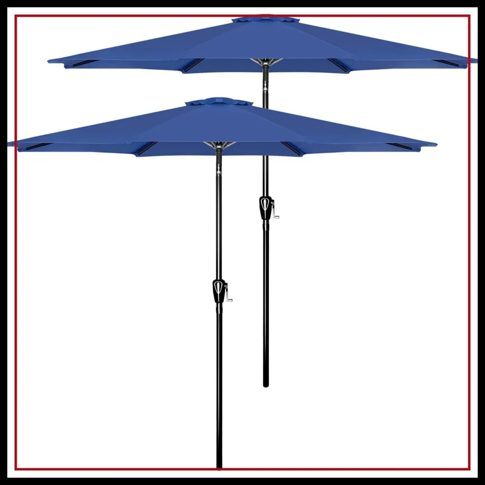 

Patio Umbrella Outdoor, UV Protection Sunshade with Push Button Tilt/Crank and 8 Sturdy Ribs, for Table Garden Lawn Beach Pool