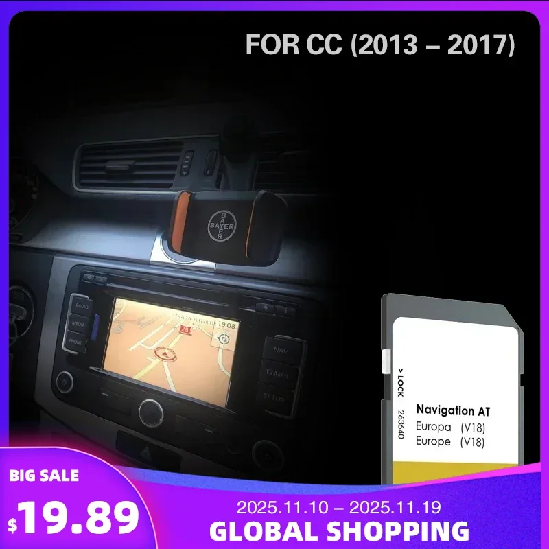 

AT V18 Compatibility for VW CC from 2013 to 2017 Car Naving SD Map Memory Card Cover Finland Denmark Croatia Italy