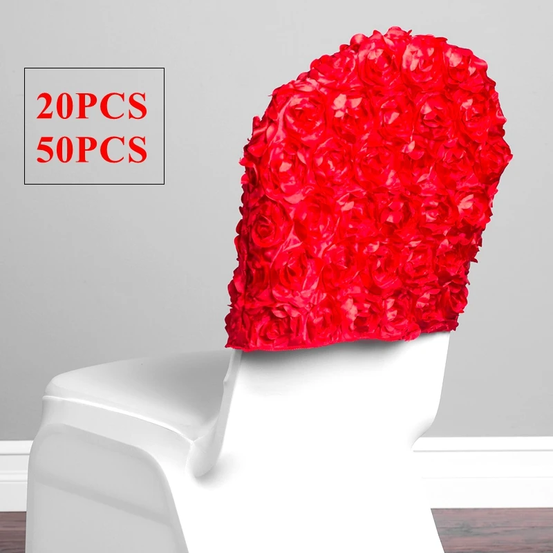 

Red Color Satin Rosette Chair Cap Hood Fit For Lycra Spandex Chair Cover Event Party Hotel Decoration