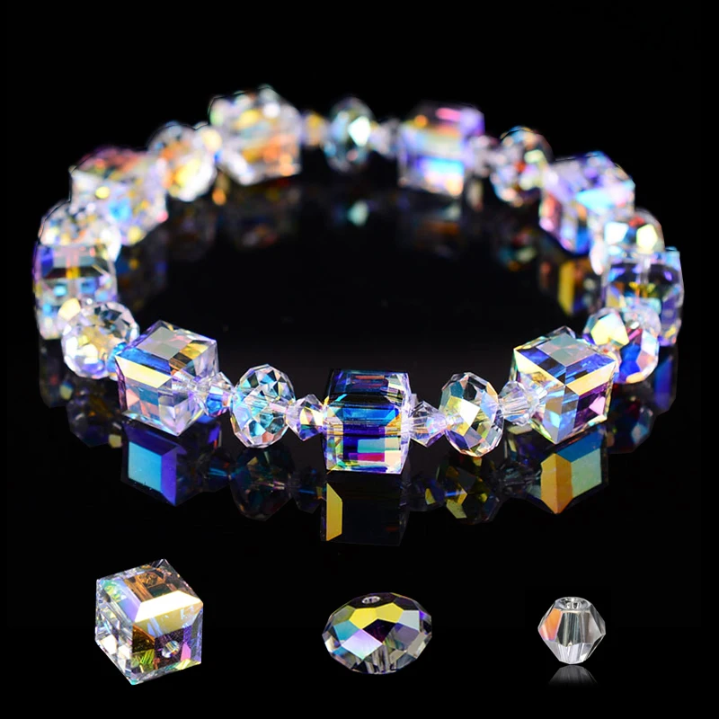 180-250PCS 4/6/8/10MM AB Color Crystal Beads for Jewelry Making Supplies Kit Bracelets DIY Jewellery Beads + Elastic Thread Set