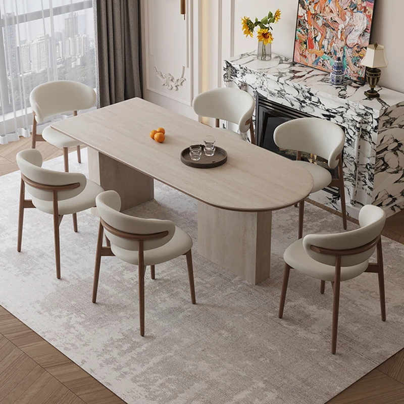 French Modern Table Luxury Design Rock Slab Comfortable Beautiful Household Dining Table Delicate Mesa Comedor Home Furniture