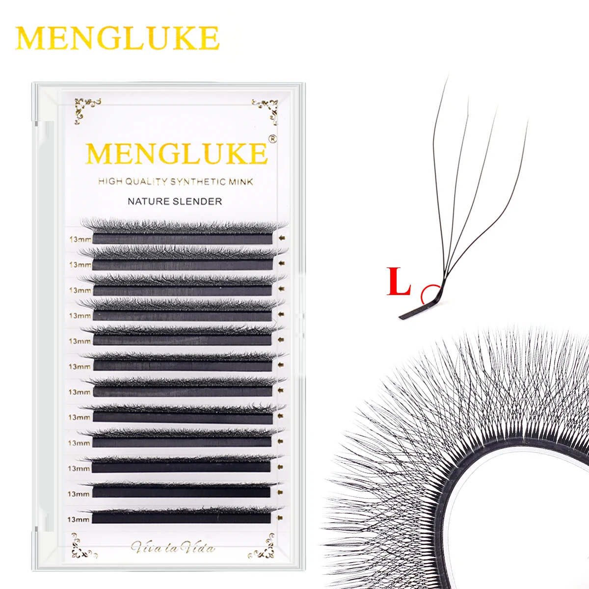

MENGLUKE L Curl Y Shape Eyelash Extensions 4D YY Mesh Lashes Hand-Woven Soft Mink Natural Look Individual Lash Extensions Makeup