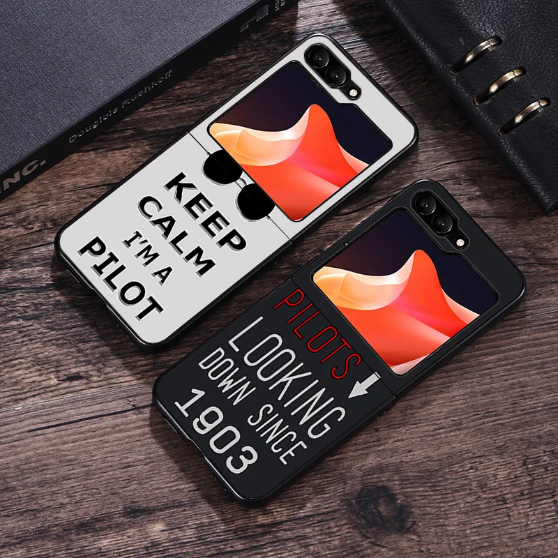 Matte Phone Case For Samsung Galaxy Z Flip6 5G Flip5 Flip4 Flip3 ZFlip 6 3 4 5 Aircraft Airplane Fly Plane Hard Black Cover