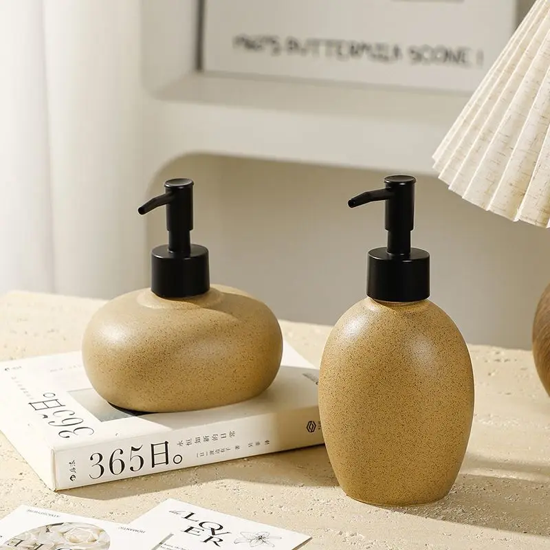 

Европейская керамическая овальная бутылка для лосьона, шампунь для ванной, гель для душа, средство для снятия макияжа, пустая бутылка под давлением, дозатор мыла для ванной комнаты, новинка