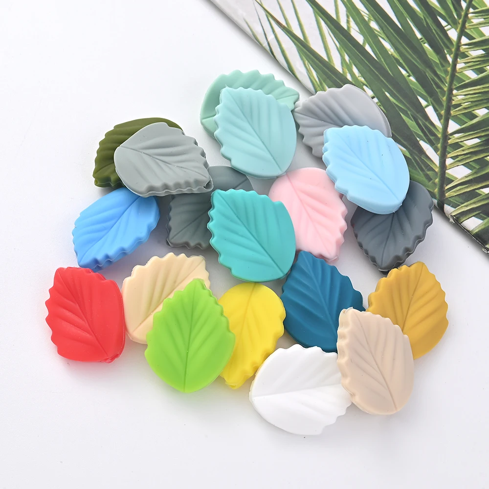 10Pcs Cartoon Leaf Silicone Bead Colored Focal Bead For Jewelry Making DIY Jewelry Bracelet Plastic Pen Fashion Accessories Gift