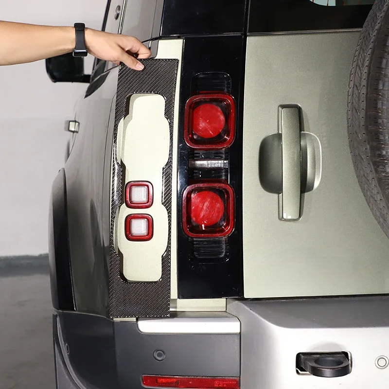 

For Land Rover Defender 90 110 130 2020-2025 Soft Carbon Fiber Car Rear Tail Lamp Panel Cover Trim Sticker Car Accessories