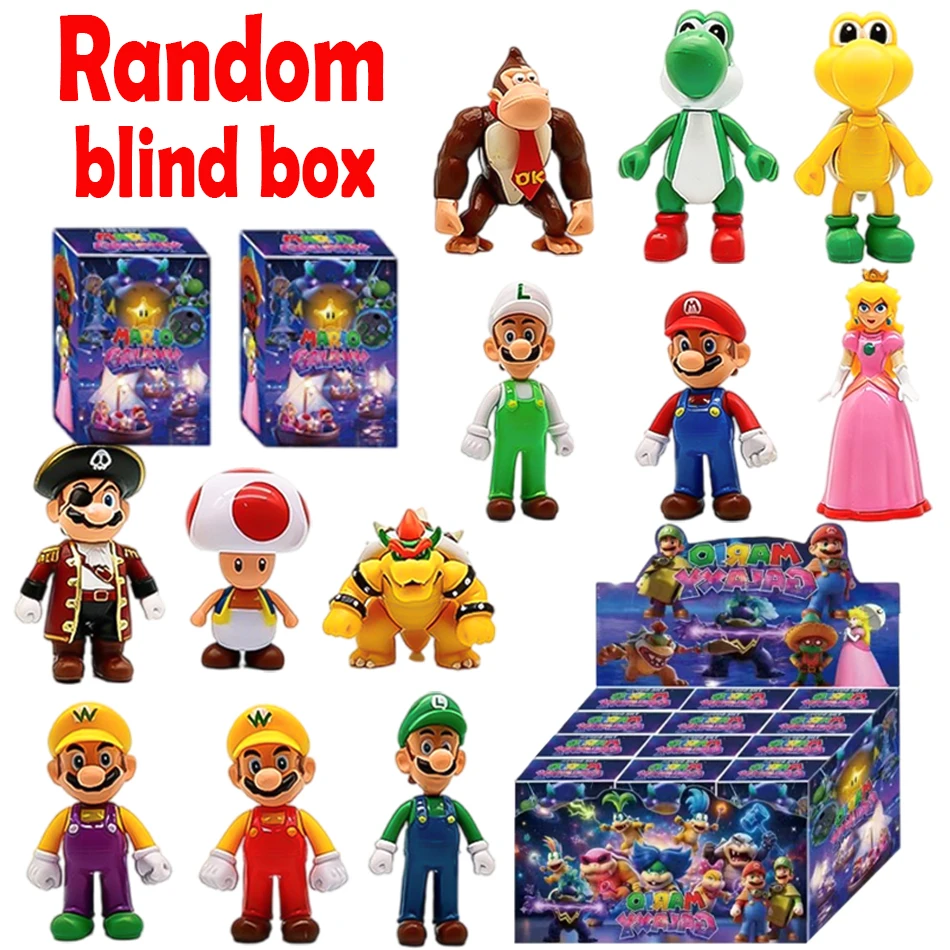 

1-12pcs Mario Action Figure Bowser Wario Toad Princess Peach Anime Game All Star Collection Model Toy Birthday Gifts
