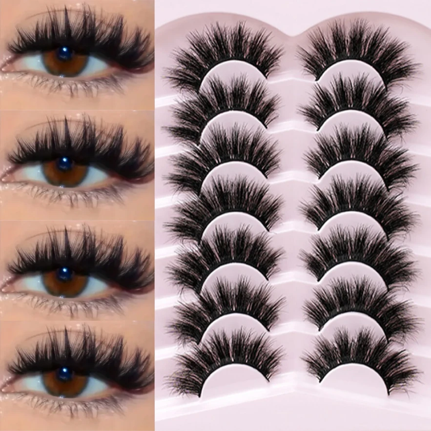 7 pairs of European and American synthetic false eyelashes, naturally thick, curled, and explosive eyelash style