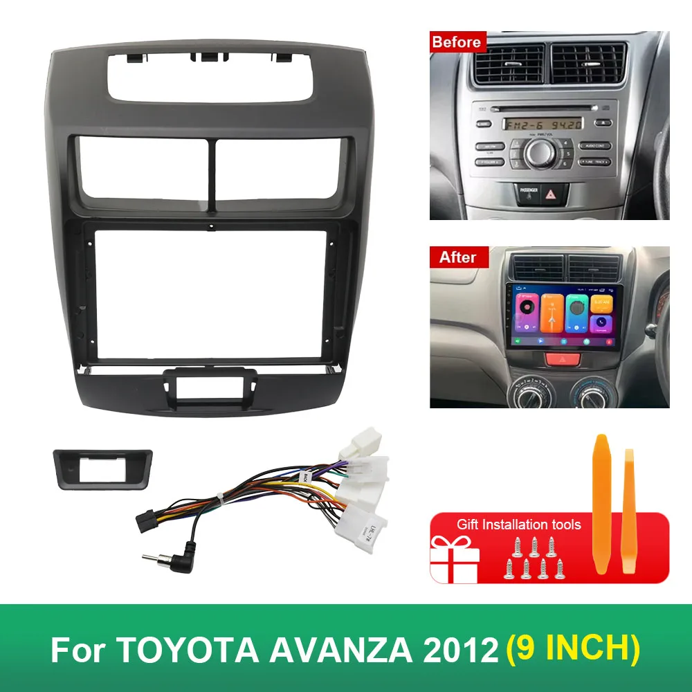 Para TOYOTA AVANZA 2012 9 pulgadas Radio Fascia marco accesorios de coche instalación reproductor Android Panel adaptador cubierta placas frontales embellecedor