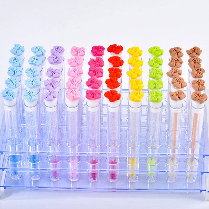 1Pcs Colorful Bow Tie Eyelash Brush Tubes With Crystal Lash Mascara Wands Eyebrow Comb Spoolies Applicators Makeup Tools