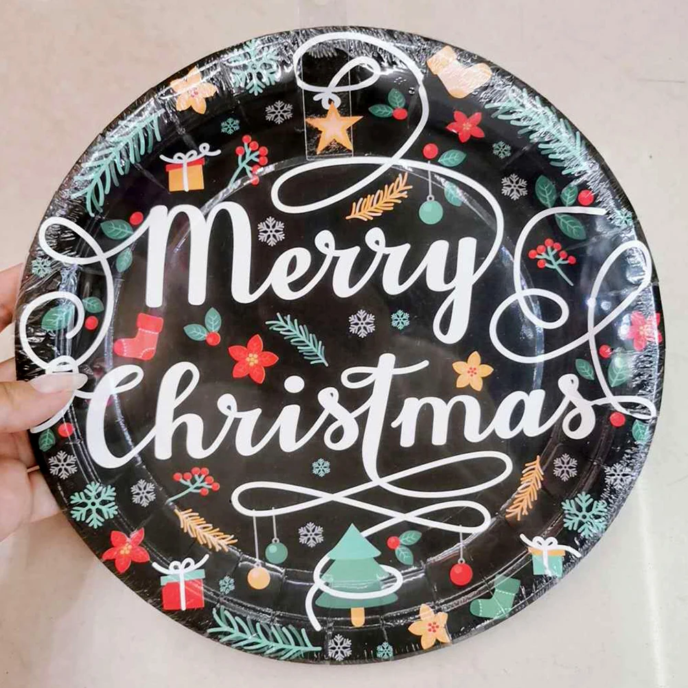 

30 Pcs Plates One-off Meal Dish Christmas Elements Snack Food Theme