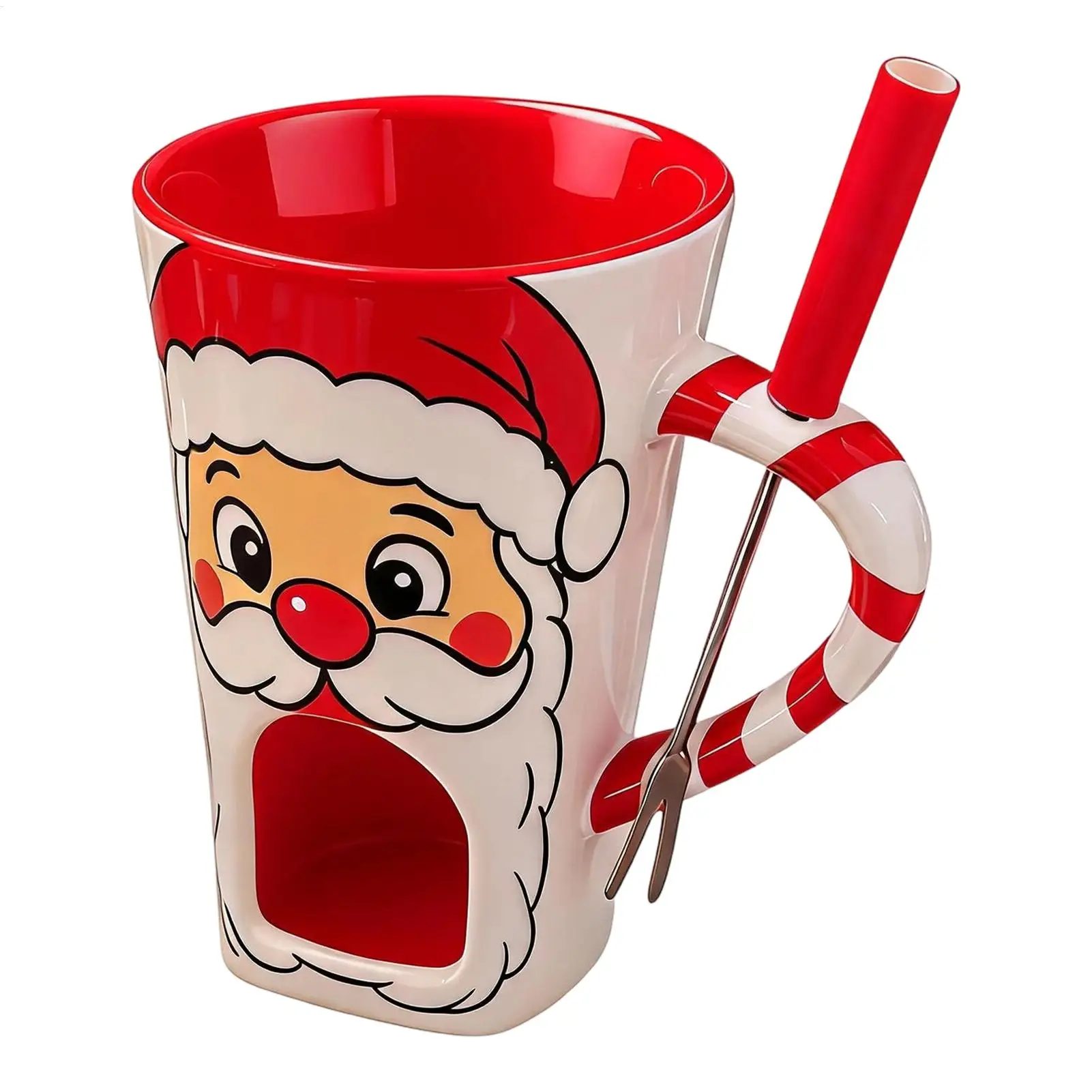 Christmas Ceramic Fondue Cup 160ml Cheese Butter Chocolate Melting Mug With Fork For Home Party Table Decor