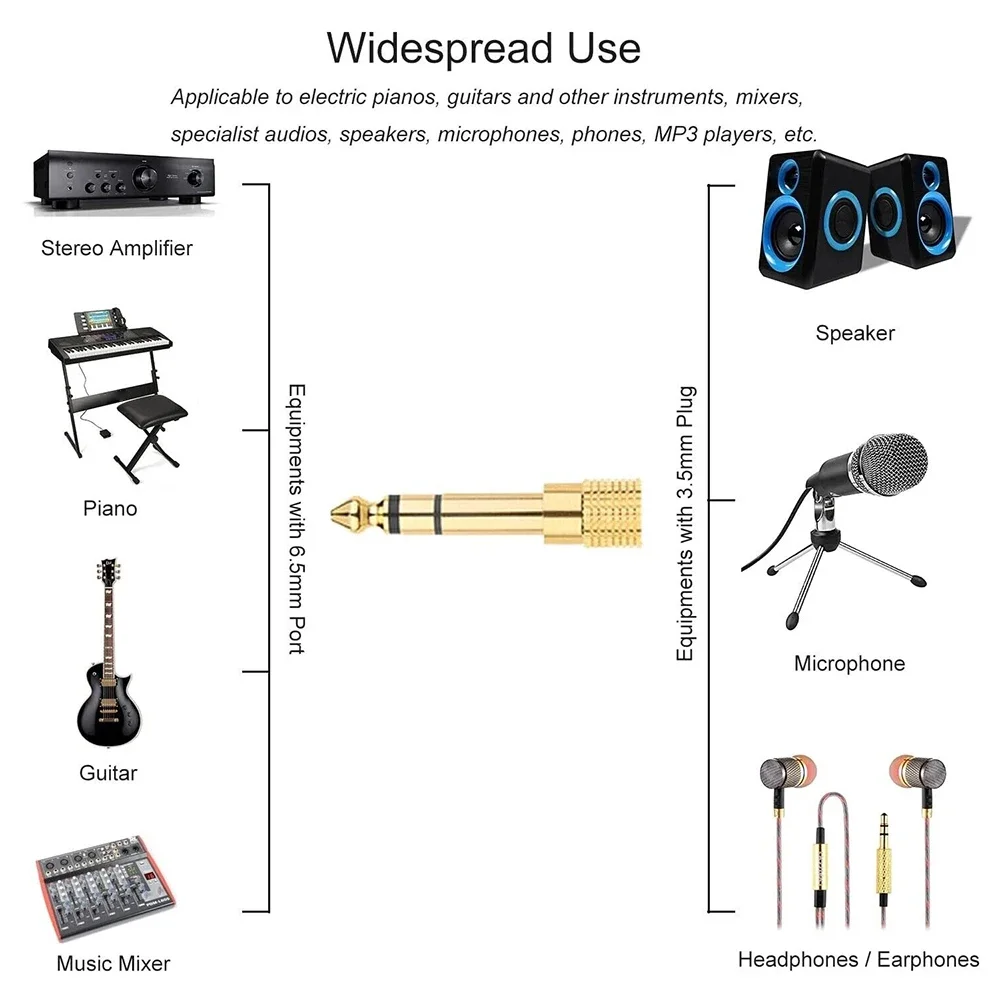 Jack 6.5 6.35mm Male Plug to 3.5mm Female Connector Headphone Amplifier Audio Adapter Microphone AUX 6.3 3.5mm Converter