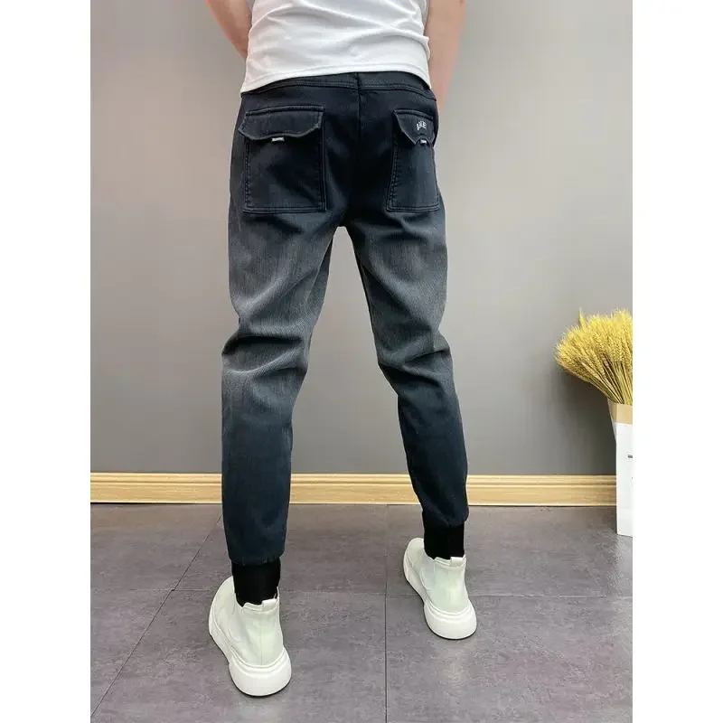 2024 Autumn Winter Men\'s Casual Jeans Fashion Thickened All-match Korean Denim Pants High Quality Designer Male Trousers