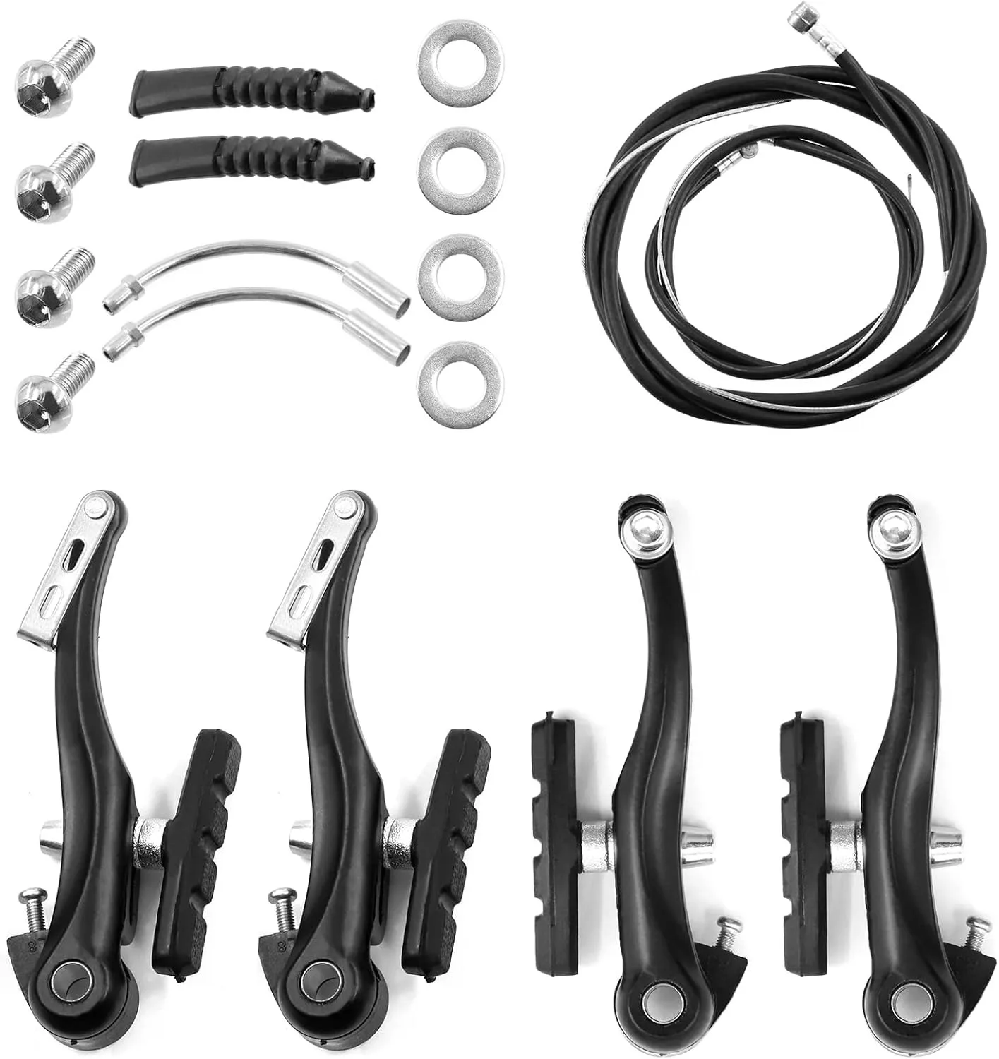 MTB BMX Fahrrad V-Bremsen-Set MTB Bremssattel-Set AL Linear Pull mit Bremsbelägen, Hebel, Kabel, Montagewerkzeug Schwarz – Detail 8