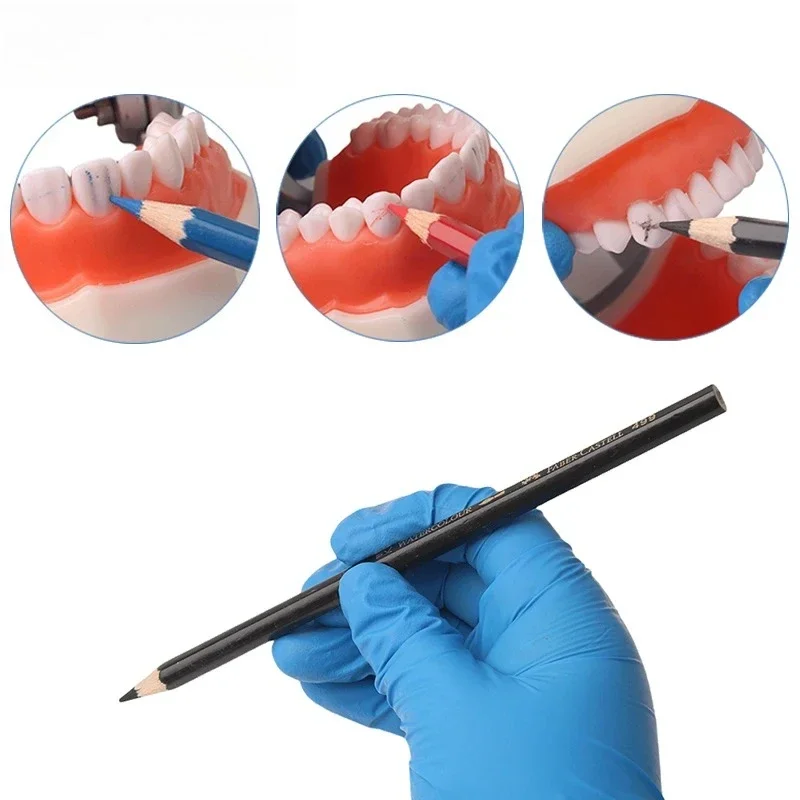 30Pcs Dental Oral Marker Pen Wood Intraoral Marker Red/Blue/Black Sterilizable Denture False Teeth Repair Sign Line Dentistry