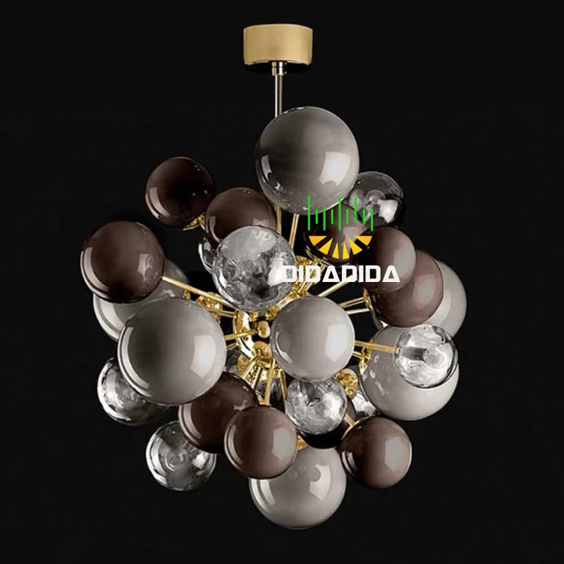 

2025 Light Luxury Glass Chandelier, LED Ceiling Living Room Pendant Lamp, Dimmable, Golden Lustre, Suitable for Dining Rooms