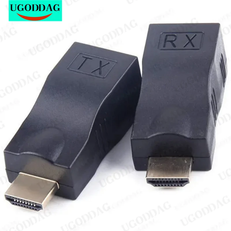 4K HD HDMI-compatible Extender RJ45 LAN Network Extension Transmitter Receiver TX RX Cat5e CAT6 Ethernet Cable 30m